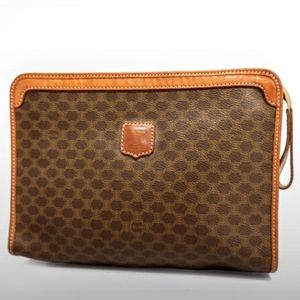 Celine Macadam Brown Oversized Clutch Bag